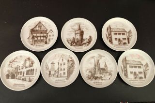 Vintage German Souvenir Plates (7) 4” Kaiser W Germany Gelnhausen