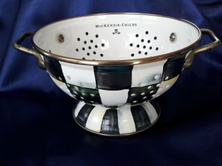 Mackenzie Childs Courtly Check Enamel Small Colander.