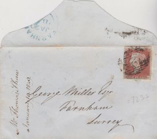 1849 Qv Southampton Cover With A 4 Margin 1d Penny Red Imperf Stamp