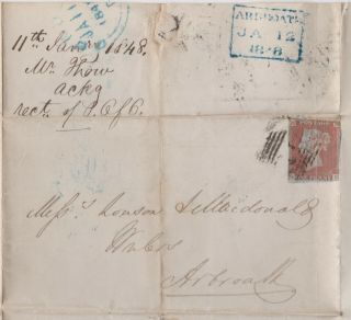 1848 Qv Cover With A 1d Penny Red Imperf Stamp Sent To Arbroath