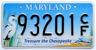 Maryland Treasure The Chesapeake License Plate,  Heron,  Crab,  Wildlife,  Specialty