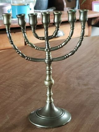 Solid Brass 7 Branch Menorah Candle Holder