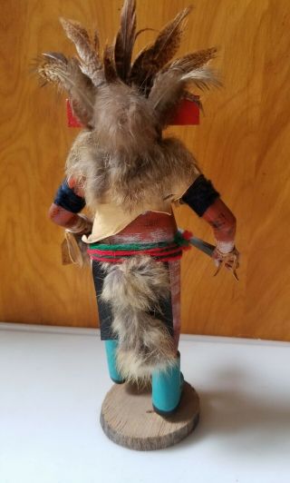 Vintage Hopi Kachina Signed Leo Barber Hand Carved Wolf 12 