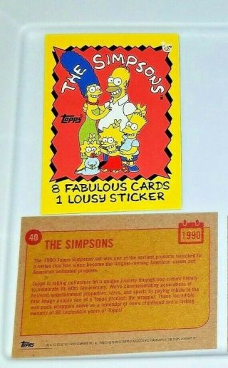 2018 Topps Wrapper Art Card 40 Simpsons 1990 80th Anniversary Print Run 322