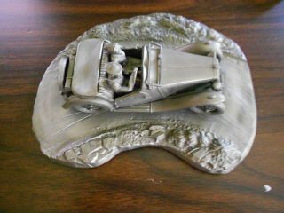 Fine Pewter Car Diorama " Taking The Curve " Mg/tc Tribute By Raymond Meyers