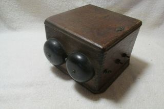 Antique Oak Wooden Crank Telephone Wall Ringer Box Vintage Phone 3