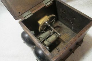 Antique Oak Wooden Crank Telephone Wall Ringer Box Vintage Phone 4