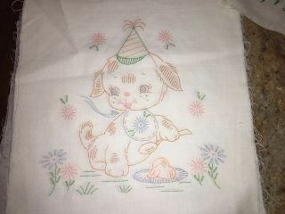 Vtg Baby Quilt Pattern Transfer Sewing Animals Cat Dog Kiddie Block 3