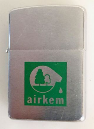 Vintage Zippo Cigarette Lighter Airkem Chemicals Design 1950 - 1970 Era