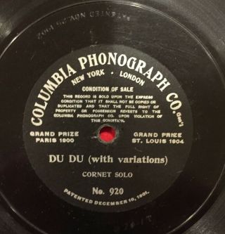 Columbia 1 Sided 78 Rpm Phonograph Record 920 Du Du