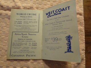 Vintage 1935 Canadian Pacific Alaska Princess Line SS Charlotte Passenger List 3