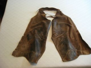 Handmade Vintage Ranch Cowboy Heavy Leather Chaps