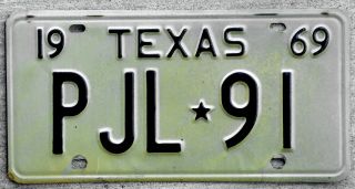 1969 Real Classic Texas Black & White License Plate When They Were Embossed