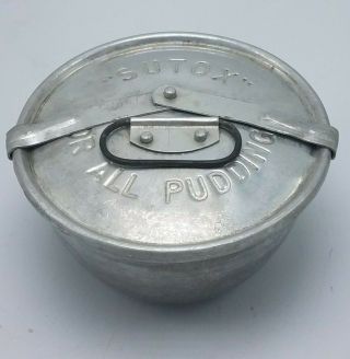 Vintage/retro Sutox White Metal Lidded Pudding Cooking Tin/dish/bowl Kitchenalia