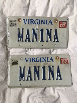 2002 Virginia Vanity License Plate Man1na
