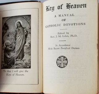 VTG Key of Heaven (two) 1939 1940 Catholic Large Print,  Cover Beautifully Rough 5