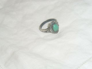 Vintage Turquoise & Sterling Silver Ring Native American Oval Stone Sz 7 3/4 3
