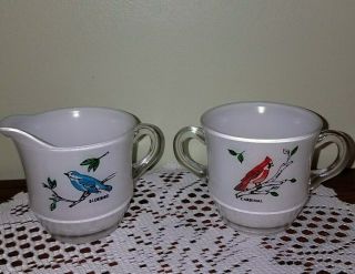 Bartlett Collins Feathered Friends Creamer And Sugar Set Rare