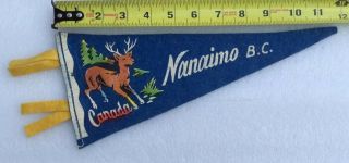 Nanaimo Bc British Columbia Vintage 1950’s 12” Felt Pennant W Deer Scene