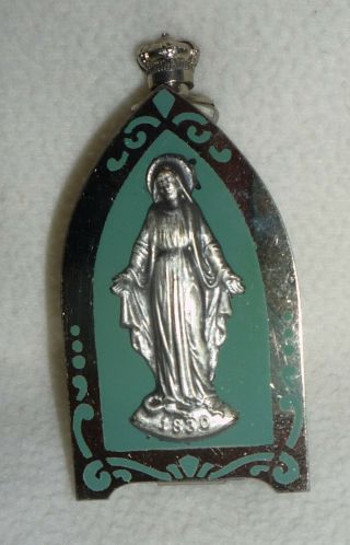 Vtg Holy Water Bottle And Virgin Mary Metal Holder