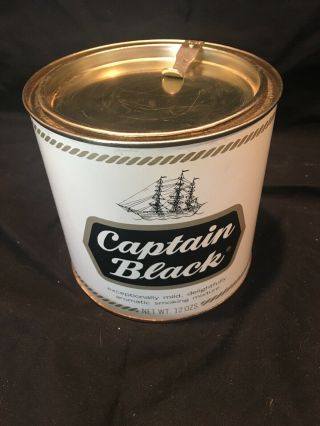 Empty Large Vintage Captain Black Pipe Tobacco Tin Can Nautical Sea Ship