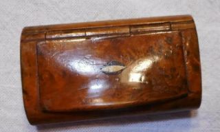 Antique Wooden Inlay Snuff Box Hinged Lid French Vintage Collectible