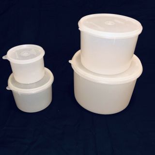 Tupperware Set Of 4 Containers Lids Sheer 250 263 265 267 Vintage 8 Pc Nesting