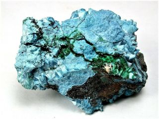 Minerals : Plancheite On Most Sides With Some Green Malachite From Congo