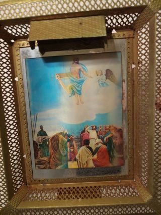 Vintage Illuminated 3D Light Up Framed Lenticular Jesus on Cross Ascension Pic 2