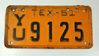 1951 Texas Motorcycle License Plate Nr