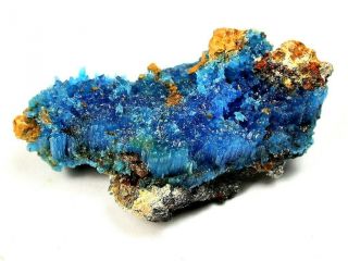 Minerals : Fibrous Blue Chalcanthite With Matrix From Arizona,  Usa