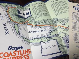 Oregon Coastline Express Brochure; Tillamook Branch Rail Excursions; Signor Map