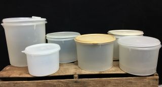 Set Of 6 Tupperware Classic Sheer Canister 1 254 3 265 1 264 1 263 With Lids