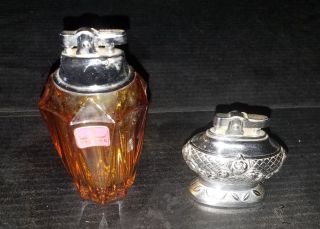 Vintage Table Viking Glass Amber,  Vintage Chrome Lighters Mid Century