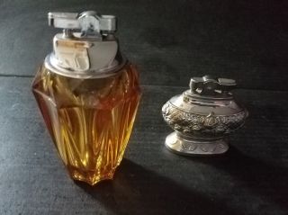 Vintage Table Viking Glass Amber,  vintage chrome lighters Mid Century 4