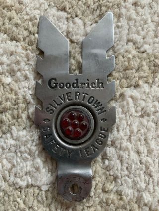 Vintage Goodrich Silvertown Safety League Tire Adv.  License Topper