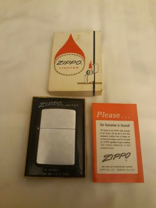 Vintage Old Zippo Lighter Brush Finish No.  200 W/original Box