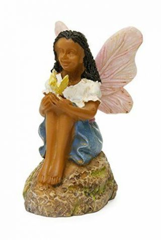 Ebony Fairy With Butterfly (mg196) African American Miniature 2.  5 " Tall