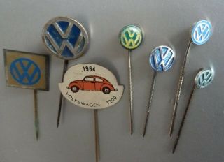7x Old Lapel Pins / Badges Vw Volkswagen 60s (7x79) Gtc