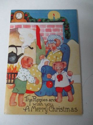 Very Old Christmas Card - Embossed Foldout 1930 