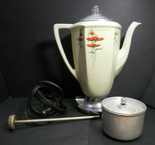 Vintage Royal Rochester Art Deco Percolator Coffee Pot Poppy