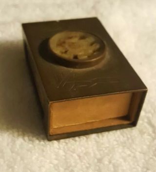 Vintage Metal Pocket Match Box Holder w/ Collectible Victoria Match Box 4