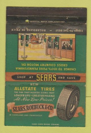 Matchbook Cover - Sears Roebuck Allstate Tires Cleveland Oh Wear 40 Strike