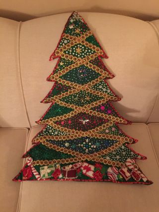 Vintage Hand Made Felt Sequin Tree - Wall Hanging Decoration Christmas