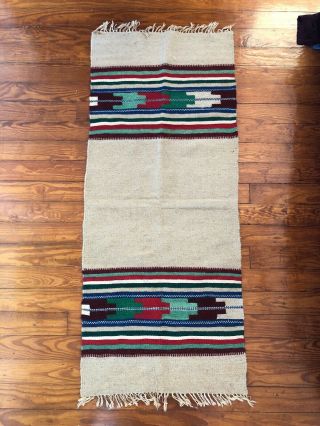 Vintage Native American Indian Navajo Rug Runner Hand Woven Wool