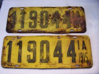 1915 Iowa License Plates " A Pair " 119044