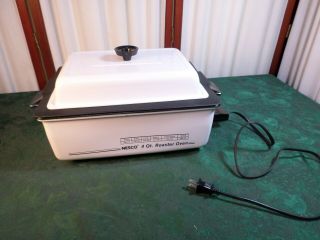 4qt Nesco White Enamel Double Handled Roaster Oven W/temperature Control Dial