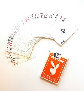 Vintage Playboy Orange Deck Atlantic City Hotel Casino Playing Cards 3