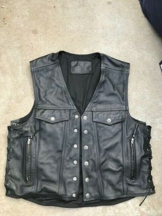Men’s Leather Harley Vest Size Xl Or Maybe L
