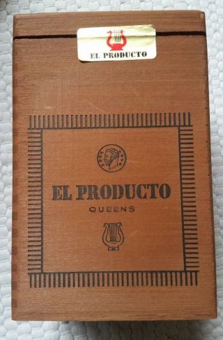 Vintage El Producto Queens Wood Cigar Box